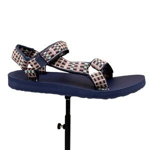 Teva Original Universal Womens Adjustable Sandals Size 9 Modern Check Crown Blue